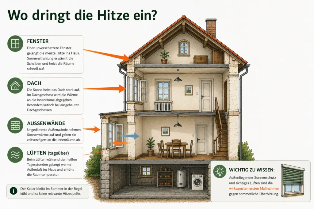 Wo dringt die Hitze ein? Schaubild